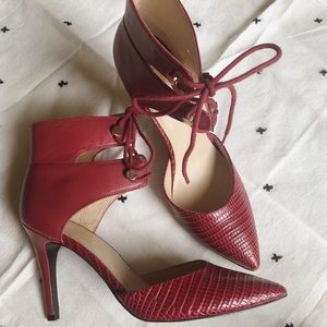 || Nine West Red Leather Heels ||
